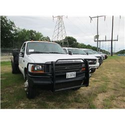 2001 FORD F450 S/A FLATBED, S/N 1FDXF46F01EB51257, POWERSTROKE DIESEL ENG, 5 SPD TRANS, A/C, P/S, 12