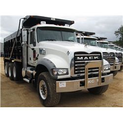 2013 MACK GU713 TRI-AXLE DUMP, S/N 1M2AX04C6DM016797, 405 HP MACK MP7 ENG, 10 SPD MACK TRANS, 44K RE