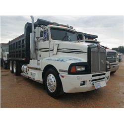 1987 KENWORTH T/A DUMP, S/N 1XKAD29X2HS342896, CUMMINS DIESEL ENG, 13 SPD TRANS, 38K REARS, 12K FRON