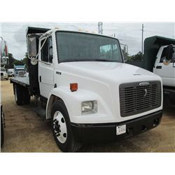 2000 FREIGHTLINER FL60 S/A FLATBED DUMP, S/N 1FY3GJAC6YHF03429, CAT DIESEL ENG, A/T, A/C, P/S, 16' F