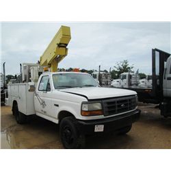 1994 FORD F SERIES S/A BUCKET TRUCK, S/N 1FDLF47M7REA26988, FORD DIESEL ENG, A/T, P/S, A/C, TOOL BOD