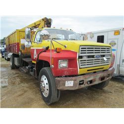 1991 FORD S/A TRASH TRUCK, S/N 1FDYK84A4MVD04698, FORD DIESEL ENG, A/T, P/S, LOADER ATTACH W/GRAPPLE