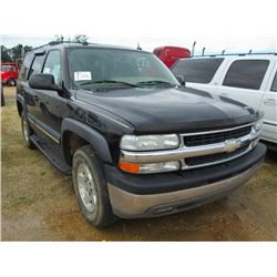 2004 CHEVROLET TAHOE LT, S/N 1GNEC13Z54J150531, V8 GAS, A/C, A/T, P/S, ODOMETER READING 110,975 MI