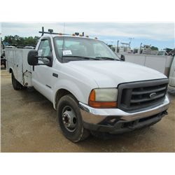 2001 FORD F350 SERVICE TRUCK, S/N 1FDWF36F31E070526, POWERSTROKE DIESEL ENG, A/T, P/S, A/C, KNAPHEID