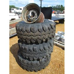 1 LOT 93) TIRES, 15/39.5-15LT & (4) RIMS