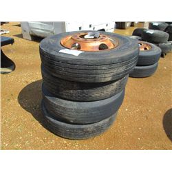1 LOT (4) 11R22.5 TIRES & RIMS
