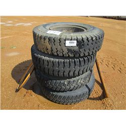 1 LOT (4) 12.00/20 TIRES & RIMS