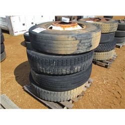 1 LOT (4) 11R24.5 TIRES & RIMS