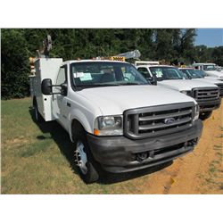 2003 FORD F550 S/A MECHANICS TRUCK, S/N 1FDAF56P138C57532, FORD DIESEL ENG, 6 SPD TRANS, A/C, P/S, A