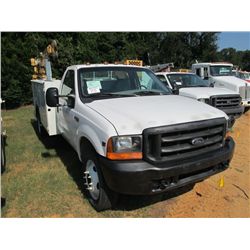 1999 FORD F550 S/A MECHANICS TRUCK, S/N 1FDAF56F9XEB59684, GAS ENG, 5 SPD TRANS, A/C, P/S, TOOL BODY