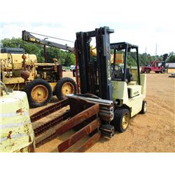 HYSTER S80XL 2BC LP LIFT TRUCK, S/N D004D09177X, 4,800# CAP, 3 STAGE, 70D TURNALOAD ATTACH, METER RE