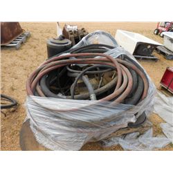 1 LOT MISC SIZE HYDRAULIC HOSE W/POWER CRIMPER