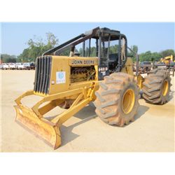 JOHN DEERE 648D GRAPPLE SKIDDER, S/N 525067, WINCH, CANOPY 28726 TIRES, PLATFORM, METER READING 13,5
