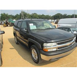 2004 CHEVROLET TAHOE LT, S/N 1GNEC13Z54J150531, V8 GAS, A/T, P/S, P/W, LEATHER PACKAGE, HEATED SEATS