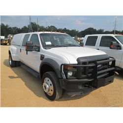 2009 FORD F450 XL 4X4 CREW CAB DUALLY, S/N 1FTXW43R49EA51547, V8 POWER STROKE DIESEL ENG, A/T, P/S, 