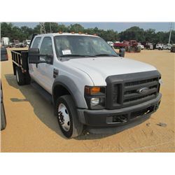 2008 FORD F450 XL CREW CAB FLATBED, S/N 1FDXW46R68ED32934, V8 POWER STROKE DIESEL ENG, A/T, P/S, A/C