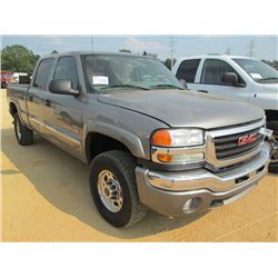 2006 GMC 2500 HD 4X4 CREW CAB PICKUP, S/N 1GTHK23D56F249939, DURAMAX DIESEL ENG, A/T, P/S, A/C, ODOM