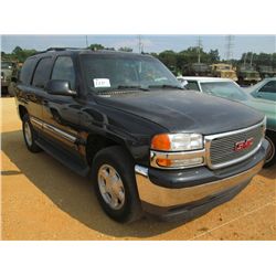 2005 GMC YUKON SLT SUV, S/N 1GKEC13T75J148550, VORTEC 5.3, A/T, A/D, DVD, LEATHER, ODOMETER READING 