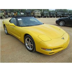 2002 CHEVROLET CORVETTE, S/N 1G17732G625123078, V8 GAS ENG, 6 SPD MANUAL TRANS, CONVERTIBLE, HEADS U