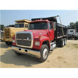 1996 FORD L9000 T/A DUMP, S/N 1FDYU90T6TVA07463, CAT DSL ENG, 8LL TRANS, 38K REAR AXLE, 14K FRONT AX