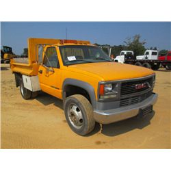 2000 GMC 3500 S/A FLAT DUMP, S/N 1GDKC3YF6YFX54208, DIESEL ENG, A/T, A/C, P/S, 8' DUMP BODY