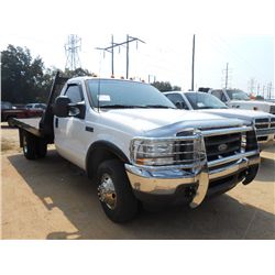 2002 FORD F350XL SUPER DUTY FLATBED TRUCK, S/N 1FDWF36LX2EA08703, 5.4 LT, TRITON ENGINE, A/T, A/C, 1