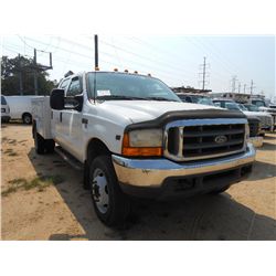 1999 FORD F450 CREW CAB SERVICE TRUCK, S/N 1FDXW46S2XEE83545, V10 GAS ENG, 4 SPD W/ O/D TRANS, P/S, 