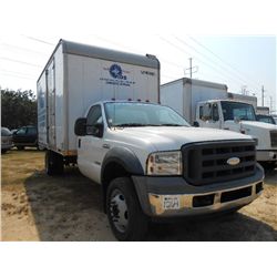 2006 FORD F550 VAN TRUCK, S/N 1FDF56P66EA57457, FORD POWER STROKE DIESEL ENG, A/T, A/C, P/S, 16' VAN