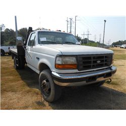 1997 FORD SUPER DUTY A/S FLATBED, S/N 1FDLF47F5VEB32075, FORD TURBO DIESEL ENG, 5 SPD TRANS, A/C, P/