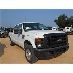 2008 FORD F250 4X4 PICKUP, S/N 1FTSW21R38EA90391, DIESEL ENG, A/T, P/S, A/C, CREW CAB, LONG BED, ODO