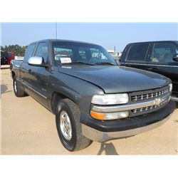 2002 CHEVROLET 1500 PICK UP, S/N 2GCEC19V221165086, GAS ENG, AUTO TRANS, A/C, P/S, EXTENDED CAB (ODO