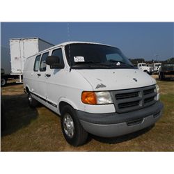 2000 DODGE RAM 2500 VAN, S/N 2B7JB21Y0YK113455, V8, A/T, A/C, ODOMETER READING 95,457 MI (COUNTY OWN