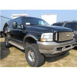 2003 FORD EXCURSION 4X4, S/N 14MSU45P43ED54181, V8 DIESEL ENG, A/T, P/S, A/C