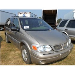 1998 PONTIAC 2 DOOR VAN TRANSPORT, S/N 1GMDU06E5WD178458, GAS ENG, A/T, A/C, P/S, ODOMETER READING 1