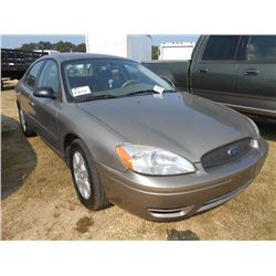 2006 FORD TAURUS, S/N 1FAFP53U26A102135, GAS ENG, A/T, A/C,P/S, 4 DOOR, ODOMETER READING 117,817 MI