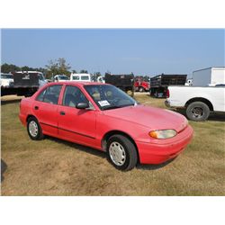 1995 HYUNDIA ACCENT, S/N KMHVF14N9SU124548, GAS ENG, A/T, A/C, P/S, 4 DOOR