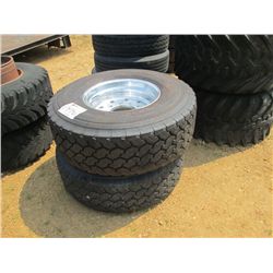 1 LOT (2) 425/65R22.5 TIRES ON ALUMINUM RIMS