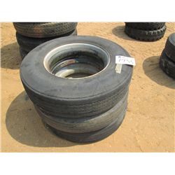(SET OF 3) 11R24.5 TIRES ON RIMS