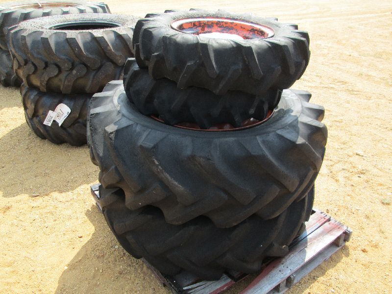 KUBOTA 14.9X24R TIRES, FRONT TIRES 8-16 FARM TRACTOR TIRES ON RIMS (1 SET)