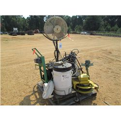 1 LOT MISC PIPE STAND, HOSE REEL, ELECT PUMPS, MIST FAN