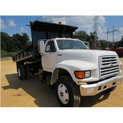 1999 FORD F SERIES S/A FLATBED DUMP, S/N 3FEXF8018XMA13971, CUMMINS DIESEL ENG, 5 SPD TRANS, A/C, P/