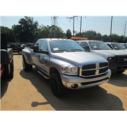 2007 DODGE 3500, S/N 3D7MX48CX7G749239, DIESEL ENG, A/T, A/C, P/S, CREW CAB, LONG BED