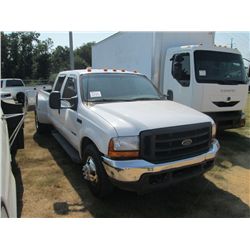 1999 FORD F350 DUALLY PICKUP, S/N 1FTWW32F1XEE91042, FORD DIESEL ENG, 5 SPD TRANS, A/C, P/S, CREW CA