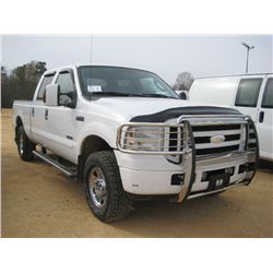 2007 FORD F250 4X4 PICKUP, S/N 1FTSW21P17EA24819, DSL ENG, AUTO TRANS, A/C, P/S, CREW CAB, LONG BED,