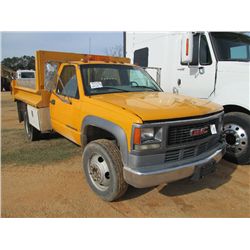 2000 GMC 3500 S/A DUMP TRUCK, S/N 1GDKC3YF6YFX54208, DIESEL ENG, A/T, P/S, A/C, 8' DUMP BODY, ODOMET