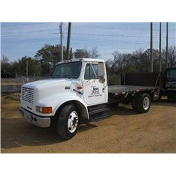 1997 INTERNATIONAL 4700 S/A FLATBED TRUCK, S/N 1HTSCAAMXVH485119, IHC DT466E DIESEL ENG, AUTO TRANS,