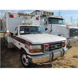 1994 FORD F350 AMBULANCE, S/N 1FDKF37M9RNA96921, DIESEL ENG, AUTO TRANS, A/C, P/S, AMBULANCE BODY