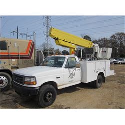 1994 FORD F SERIES S/A BUCKET TRUCK, S/N 1FDLF47M7REAZ6988, GAS ENG, AUTO TRANS, A/C, P/S, TOOL BODY