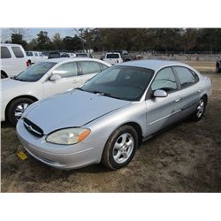 2001 FORD TAURUS SE 4 DOOR SEDAN, S/N 1FAFP53U61G178530, GAS ENG, ATUO TRANS, A/C, P/S