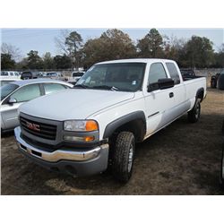 2006 GMC 2500 PICKUP, S/N 1GTHC29U36E287440, GAS ENG, A/T, A/C, P/S, EXTENDED CAB, LONG BED